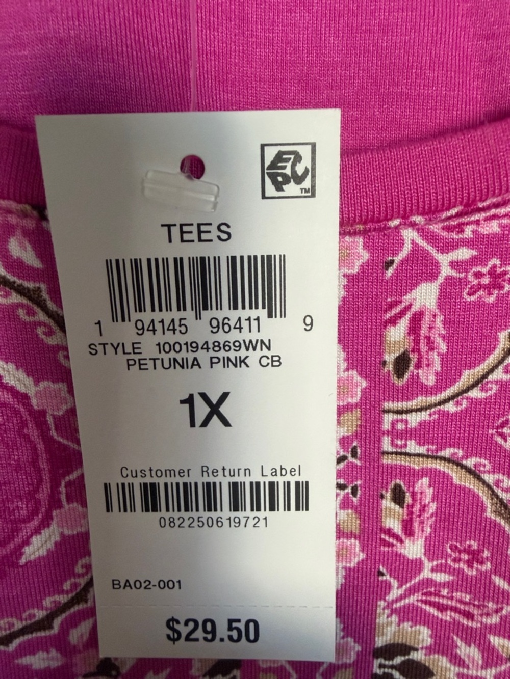 JM Collection Pink Scoop Neck Embroidered Tee - Picture 3 of 3